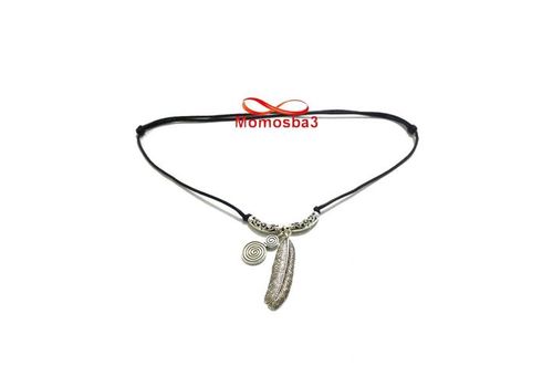 Collier Fil Noir Réglable Avec 2 Pendentifs - Unisex au meilleur prix au Maroc
