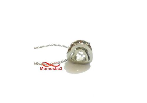 Collier Argenté Pendentif Coeur Avec Pierres Cristal MARRON au meilleur prix au Maroc