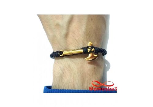 Bracelet Cuir Avec Pendentif Cleaver DORE Et Fermoir En Acier Inoxydable - Réglable au meilleur prix au Maroc