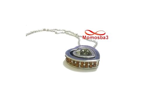 Collier Argenté Pendentif Coeur Avec Pierres Cristal MARRON au meilleur prix au Maroc