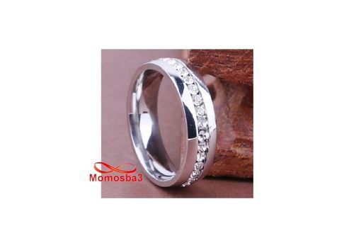 Bague En Acier Inoxydable Argenté Avec Pierres BLANC - Unisex au meilleur prix au Maroc