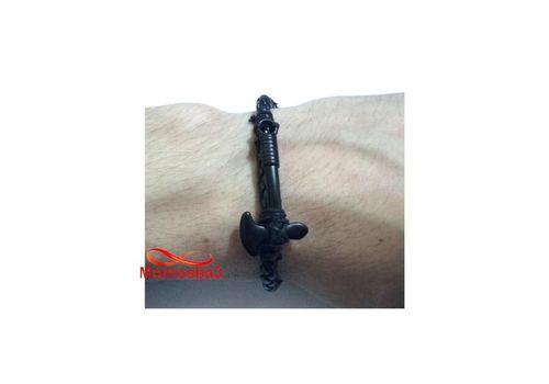 Bracelet Cuir Avec Pendentif Cleaver Noir Et Fermoir En Acier Inoxydable au meilleur prix au Maroc