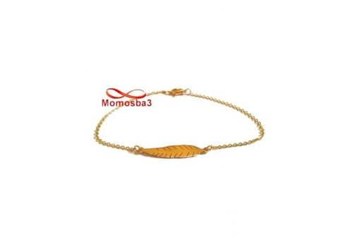 Bracelet Plume En Acier Inoxydable DORE Pour Femmes au meilleur prix au Maroc