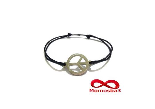 Bracelet Fil Noir Réglable Avec Pendentif PEACE & LOVE En Acier Inoxydable - Unisex au meilleur prix au Maroc
