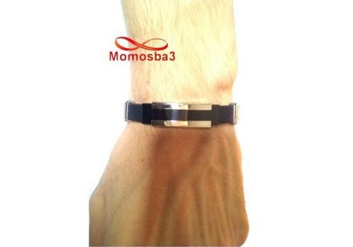 Bracelet en silicone et acier inoxydable argenté (réglable) au meilleur prix au Maroc