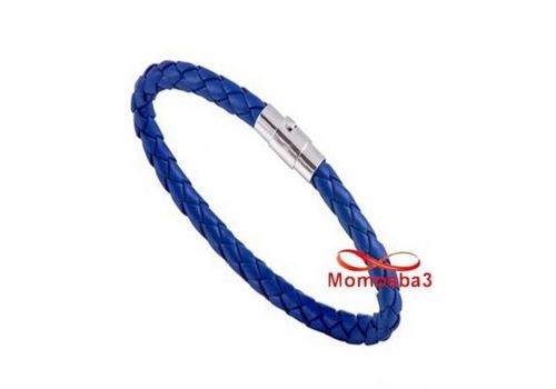 Bracelet Cuir BLEU Avec Fermoir Magnétique - Unisex au meilleur prix au Maroc
