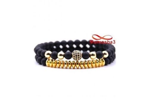 Pack 2 Agate Pierres Noir DORE - Unisex au meilleur prix au Maroc