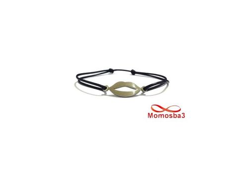 Bracelet Fil Noir Réglable Avec Pendentif Bouche En Acier Inoxydable - Unisex au meilleur prix au Maroc
