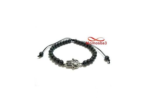 Agate Bracelet Hématite Avec Pendentif Khmissa Unisex - Fil Réglable au meilleur prix au Maroc