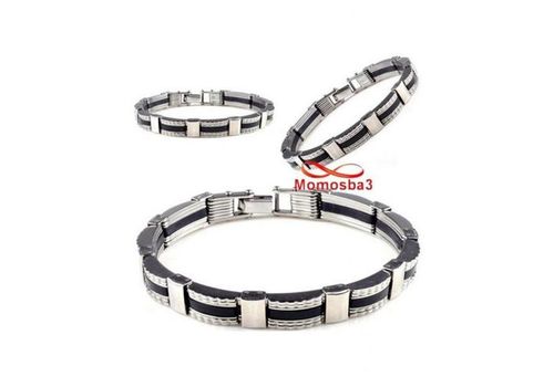 Gourmette Bracelet En Acier Inoxydable Et Silicone au meilleur prix au Maroc