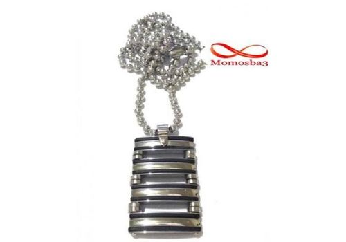 Chaine Maille Boule + Pendentif Plaque Argent - Acier Inoxydable Et Silicone au meilleur prix au Maroc