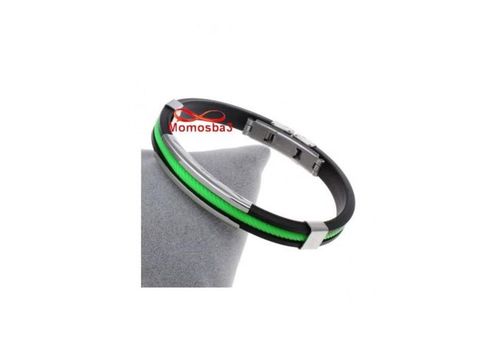 Bracelet En Silicone Noir + Vert Et Acier Inoxydable (Réglable) au meilleur prix au Maroc
