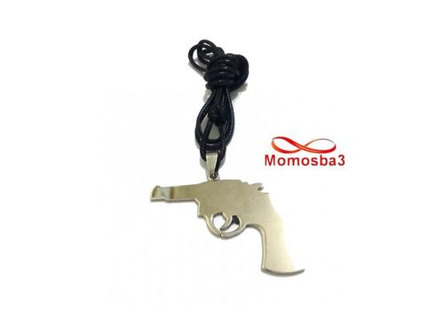 Collier Fil Noir Réglable Avec Pendentif Pistolet Argenté En Acier Inoxydable Argenté - Unisex au meilleur prix au Maroc