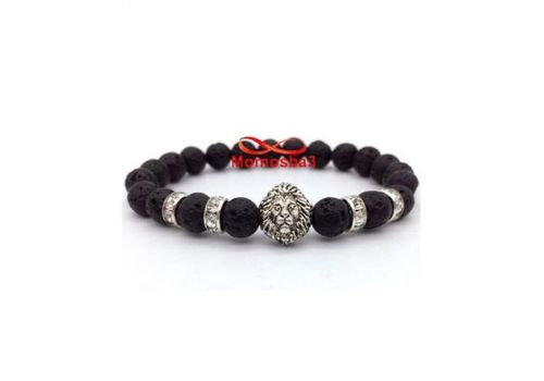 Agate Pierres Naturelle De Lave Avec Pendentif LION Argenté - élastique au meilleur prix au Maroc