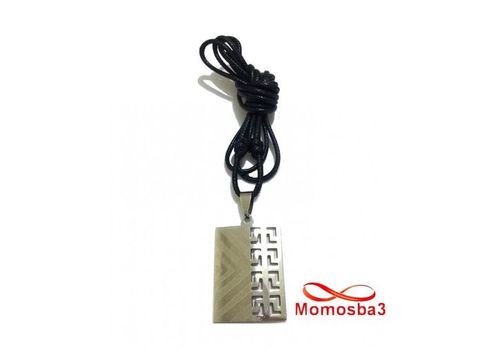 Collier Fil Noir Réglable Avec Pendentif Plaque En Acier Inoxydable Argenté - Unisex au meilleur prix au Maroc