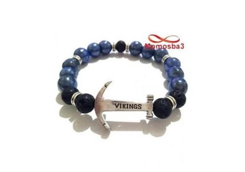 Agate Pierre Naturelle Avec Pendentif Ancre Vikings Argenté - Unisex au meilleur prix au Maroc