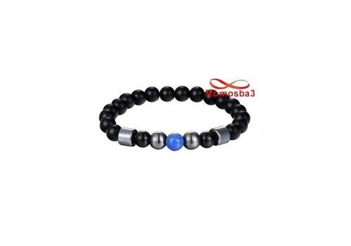 Agate Pierres Naturelle NOIR BLEU Et Hématite - élastique au meilleur prix au Maroc