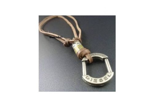 Collier Cuir MARRON Réglable Avec Pendentif DIESEL - Unisex au meilleur prix au Maroc