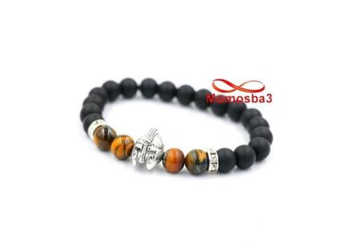 Agate Pierres Naturelle TIGER Eye + Noir Mat Avec Pendentif GLADIATOR au meilleur prix au Maroc