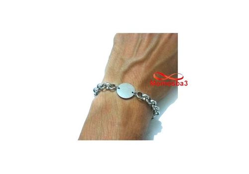 Gourmette En Acier Inoxydable Argenté Avec Piece Unisex Avec Sachet De Bijoux au meilleur prix au Maroc