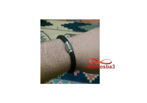 Bracelet Cuir Noir Fermoir Magnétique En Acier Inoxydable + Sachet De Bijoux au meilleur prix au Maroc