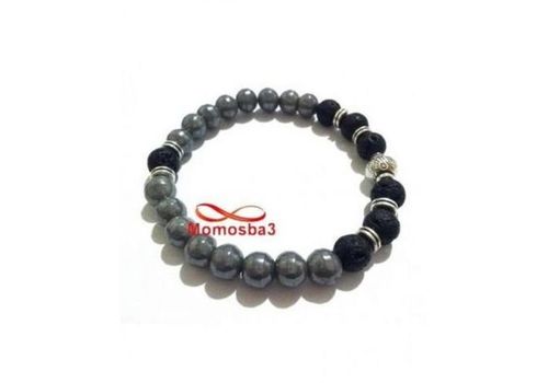 Agate Pierre Naturelle GRIS + Noir - Unisex au meilleur prix au Maroc