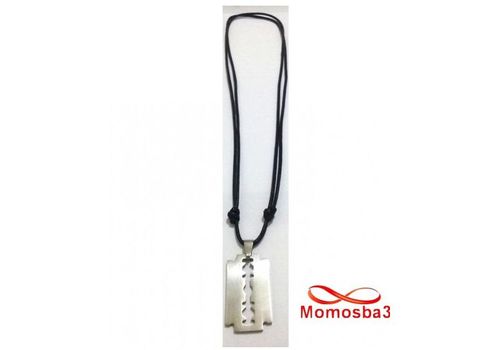 Collier Fil Noir Réglable Avec Pendentif Rasoir En Acier Inoxydable Argenté - Unisex au meilleur prix au Maroc