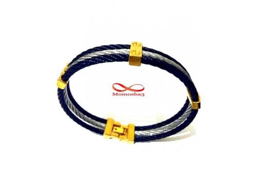 Bracelet En Acier Inoxydable Noir Argenté & DORE au meilleur prix au Maroc