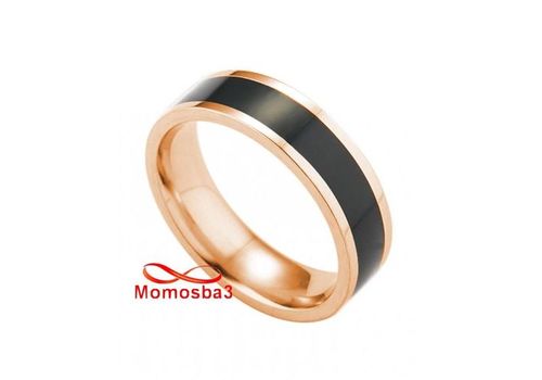 Bague En Plaqué Or et Acier Inoxydable Noir - Unisex au meilleur prix au Maroc
