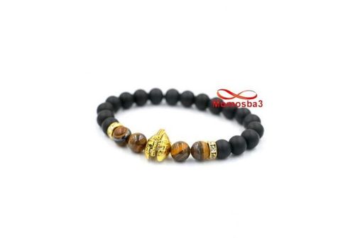 Agate Pierres Naturelle TIGER Eye + Noir Mat Avec Pendentif GLADIATOR au meilleur prix au Maroc