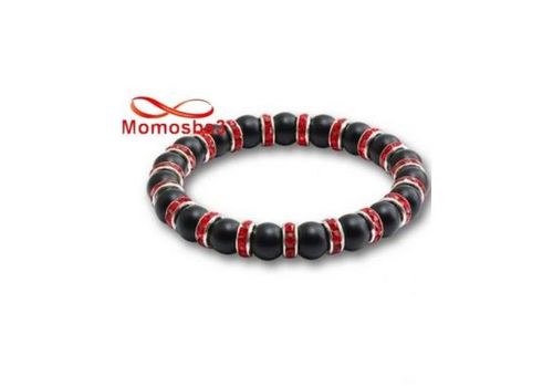 Agate Pierre Naturelle Noir + Cristal ROUGE Unisex au meilleur prix au Maroc