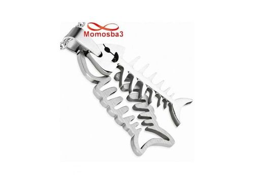 Chaine Et Pendentif Poisson En Acier Inoxydable - Unisex au meilleur prix au Maroc