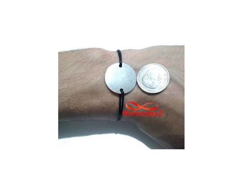 Bracelet Mohammed VI Fil Noir Réglable Avec Pendentif Pièce Taille Moyenne En Acier Inoxydable - Unisex au meilleur prix au Maroc