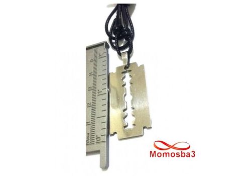 Collier Fil Noir Réglable Avec Pendentif Rasoir En Acier Inoxydable Argenté - Unisex au meilleur prix au Maroc