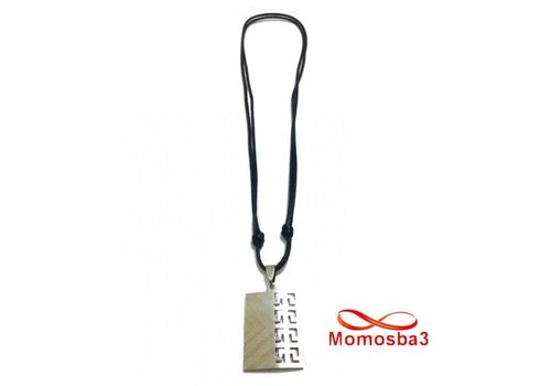 Collier Fil Noir Réglable Avec Pendentif Plaque En Acier Inoxydable Argenté - Unisex au meilleur prix au Maroc