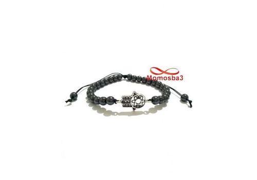 Agate Bracelet Hématite Avec Pendentif Khmissa Unisex - Fil Réglable au meilleur prix au Maroc