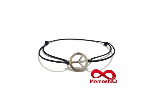 Bracelet Fil Noir Réglable Avec Pendentif PEACE & LOVE En Acier Inoxydable - Unisex au meilleur prix au Maroc
