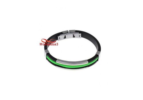 Bracelet En Silicone Noir + Vert Et Acier Inoxydable (Réglable) au meilleur prix au Maroc