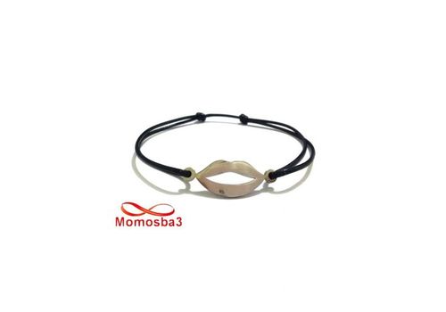 Bracelet Fil Noir Réglable Avec Pendentif Bouche En Acier Inoxydable - Unisex au meilleur prix au Maroc