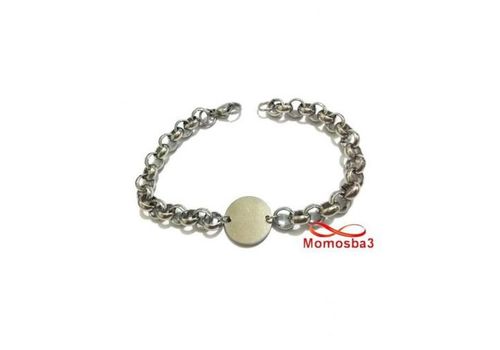 Gourmette En Acier Inoxydable Argenté Avec Piece Unisex Avec Sachet De Bijoux au meilleur prix au Maroc