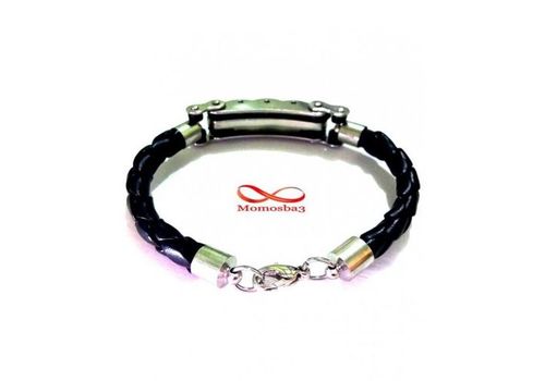 Bracelet Cuir Noir Et Acier Inoxydable au meilleur prix au Maroc
