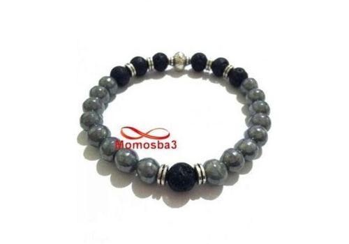 Agate Pierre Naturelle GRIS + Noir - Unisex au meilleur prix au Maroc