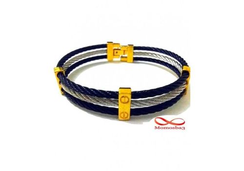 Bracelet En Acier Inoxydable Noir Argenté & DORE au meilleur prix au Maroc