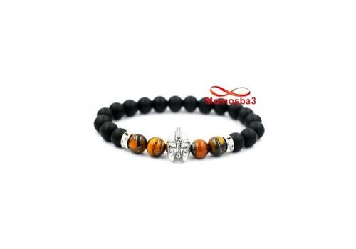 Agate Pierres Naturelle TIGER Eye + Noir Mat Avec Pendentif GLADIATOR au meilleur prix au Maroc