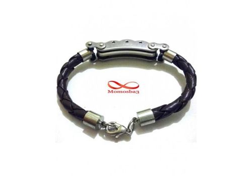 Bracelet cuir MARRON et acier inoxydable au meilleur prix au Maroc