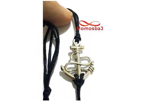 Bracelet Fil Noir Réglable Avec Pendentif Grand Ancre Marine  Argenté Charm - Unisex au meilleur prix au Maroc