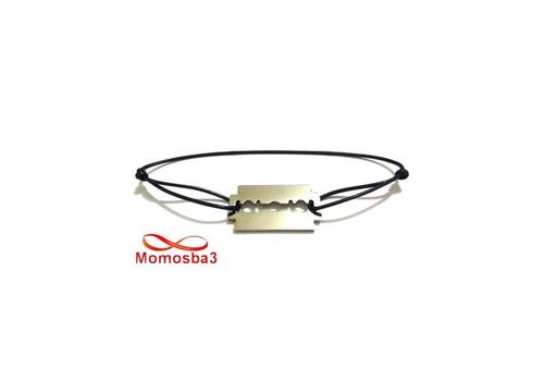 Bracelet Fil Noir Réglable Avec Pendentif Rasoir En Acier Inoxydable - Unisex au meilleur prix au Maroc