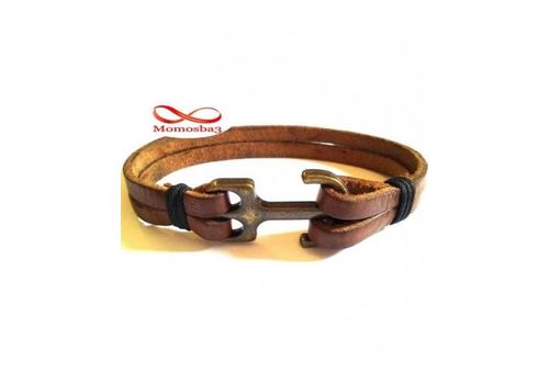Bracelet Marine En Cuir MARRON Ancre BRONZE (Réglable) au meilleur prix au Maroc