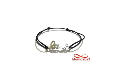 Bracelet Fil Noir Réglable Avec Pendentif LOVE En Acier Inoxydable - Unisex au meilleur prix au Maroc