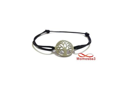 Bracelet Fil Noir Réglable Avec Pendentif Arbre De Vie En Acier Inoxydable - Unisex au meilleur prix au Maroc